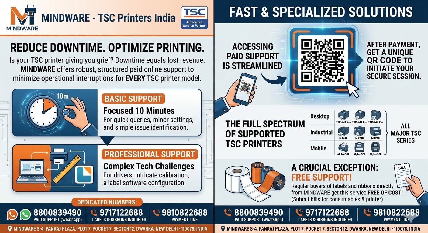 TSC PRINTERS INDIA MINDWARE  OFFEREING  PAID SERVICES FOR ALL TSC PRINTERS