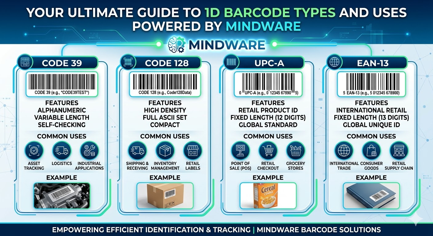 Your Ultimate Guide to 1D Barcode Types and Uses  Powered by Mindware